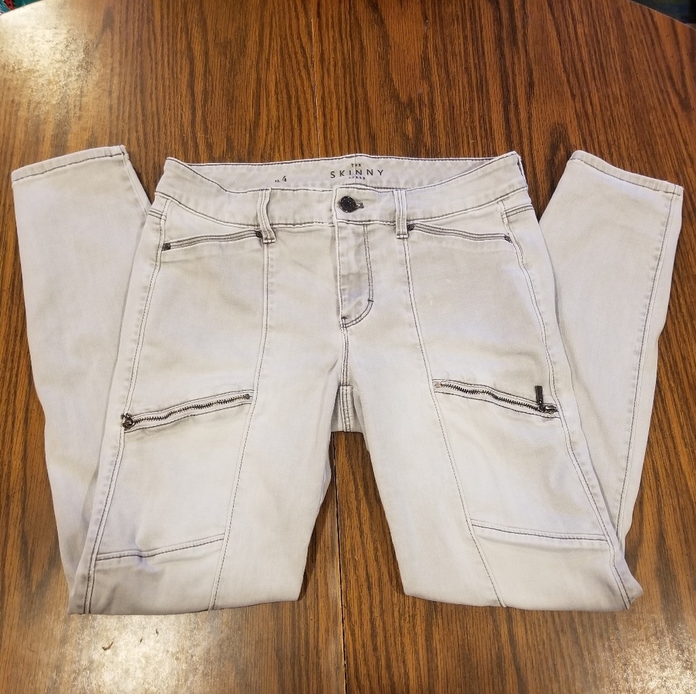 WHBM Skinny Ankle Gray Moto Jeans Size 4